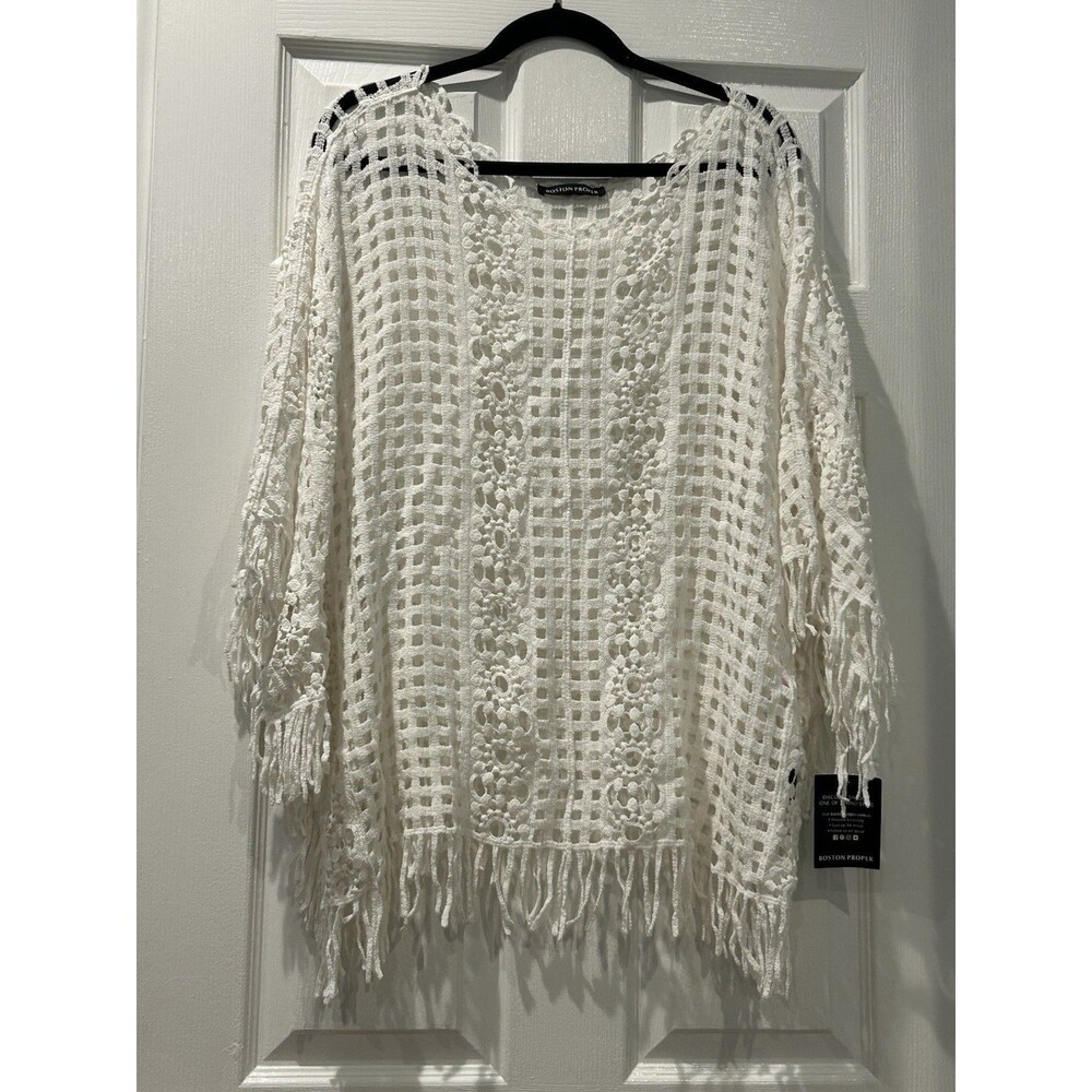 Boston Proper Open Detail Cotton Cover Up New With Tag